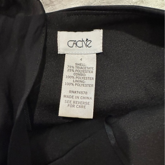 Cache Black Satin fit and flare halter Dress gold embellishment flattering - Picture 8 of 9